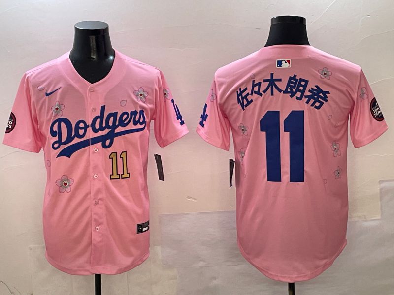 Men Los Angeles Dodgers #11 R.Sasaki Pink Sakura Edition 2025 Nike MLB Jersey style 2->los angeles dodgers->MLB Jersey